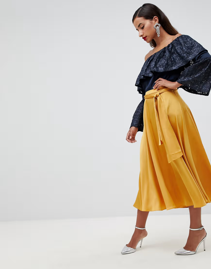 Closet London ruffle neck off the shoulder top-Navy | ASOS (Global)