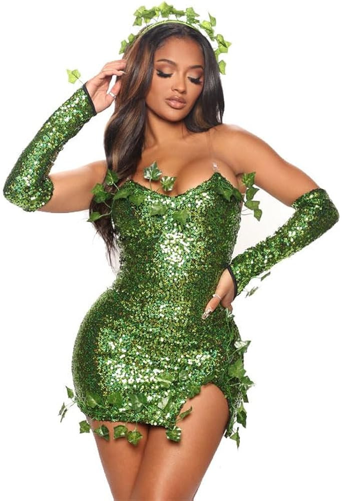 Adult Poison Ivy Costume Women Sexy Green Dress | Amazon (US)