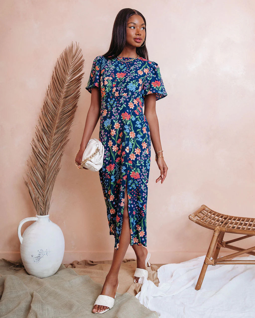 Pipper Floral Front Slit Midi Dress | VICI