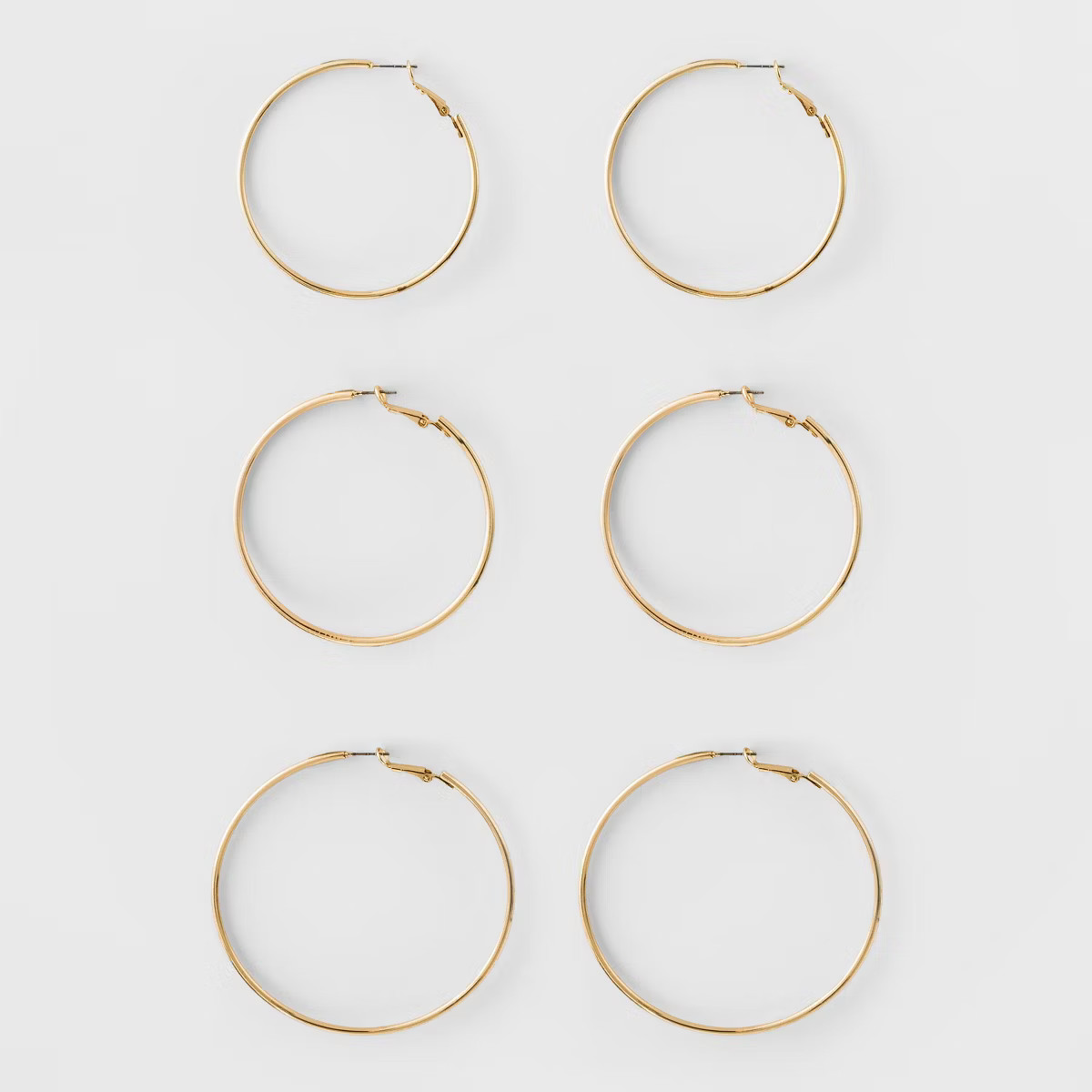 Big Hoop Earring Set 3ct - A New Day™ Gold: Brass, Nickel-Free, Leverback Closure | Target