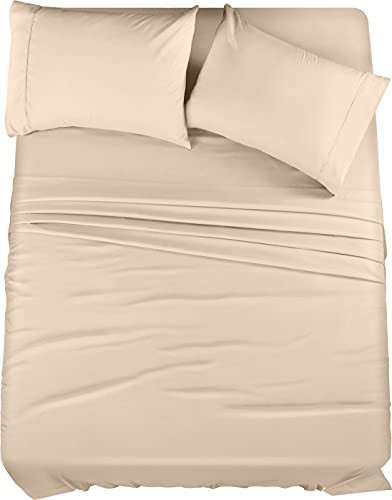 Utopia Bedding Full Sheet Set – 4 Piece Bed Sheets for Full Size Bed, Soft and Breathable Microfiber, Includes 1 Fitted Sheet, 1 Flat Sheet and 2 Pillowcases (Beige) | Amazon (US)