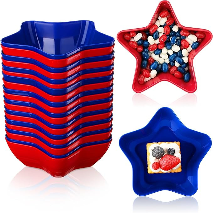 Honeydak 20 Pcs 4th of July Plates Patriotic Dishes Star Shaped Dessert Bowls Red Blue Star Bowls... | Amazon (US)