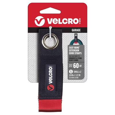 VELCRO 10" Easy-Hang Extension Cord Strap Heavy Duty Garage Organization Holds 60lbs Black | Target