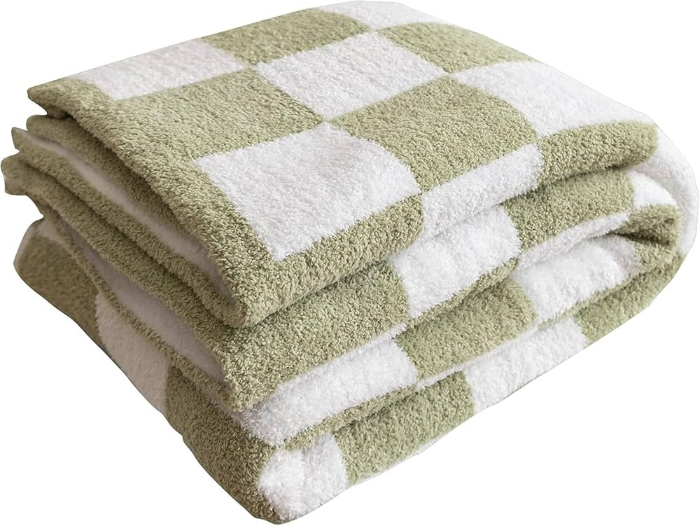 MH MYLUNE HOME Ultra-Soft Checkered Blanket Microfiber Sage Green Checkerboard Blanket Reversible... | Amazon (US)