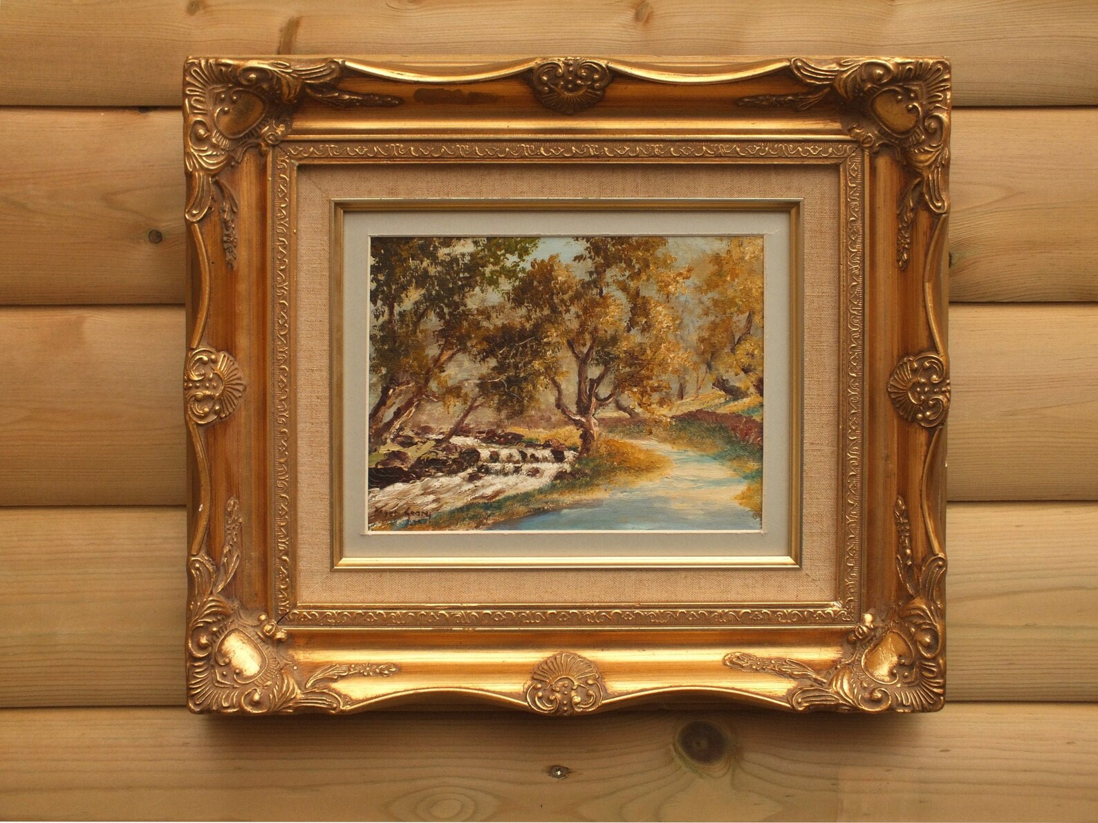 Vintage oil painting Forest Stream Landscape Oil Painting Framed Signed Woodland landscape painti... | Etsy (US)