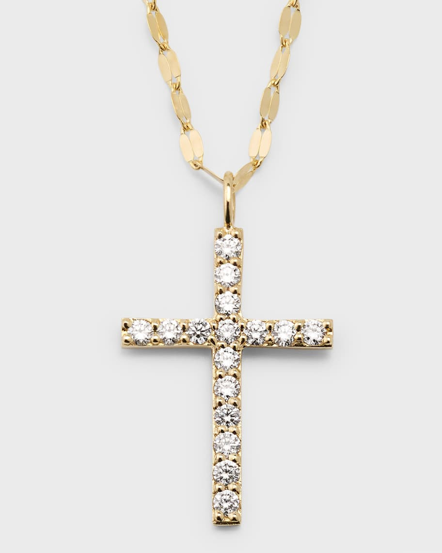 LANA 14K Yellow Gold Flawless Everyday Diamond Cross Necklace | Neiman Marcus