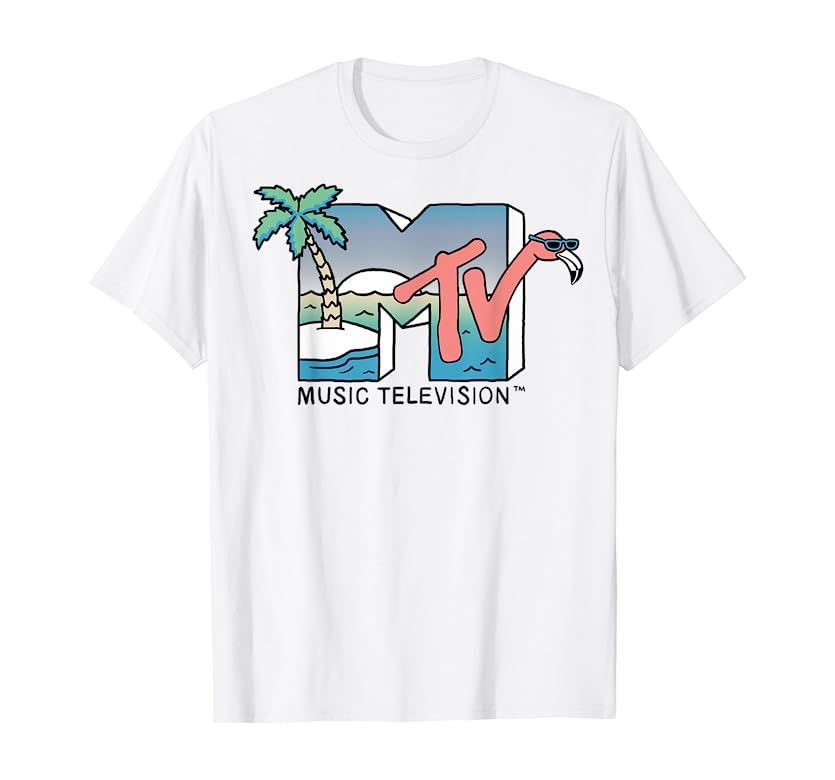 MTV Beach Island Flamingo Logo Vintage Graphic T-Shirt | Amazon (US)