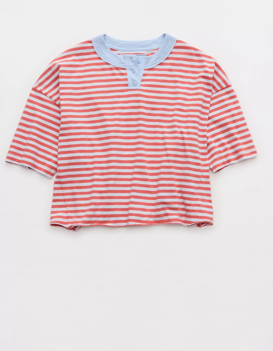 Aerie Remix Henley Cropped T-Shirt | Aerie
