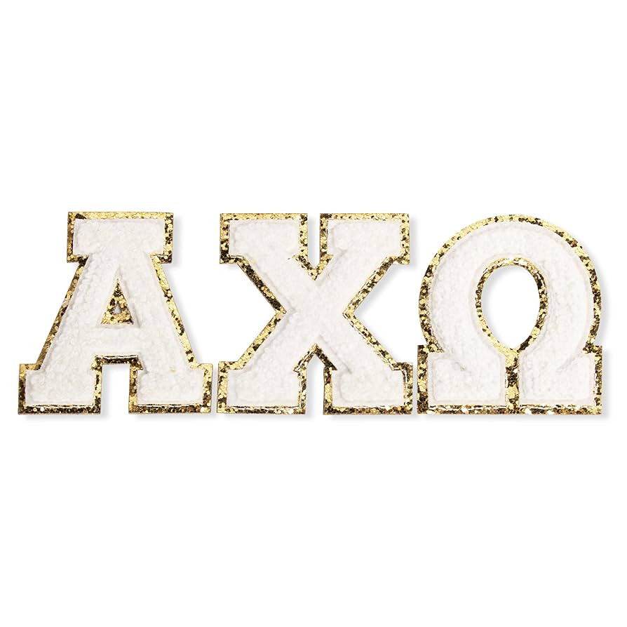 Sorority Shop Alpha Chi Omega Chenille Letter Stickers - Adhesive Back, Set of 3 Greek Letters | Amazon (US)
