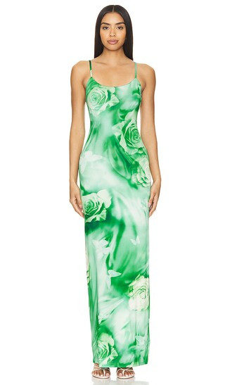 Zura Maxi Dress in Green Rose Swirl | Revolve Clothing (Global)