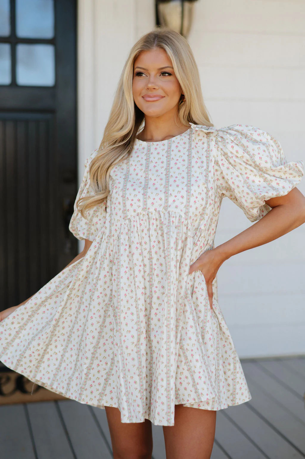 Layla Bow Dress-Cream | These Three