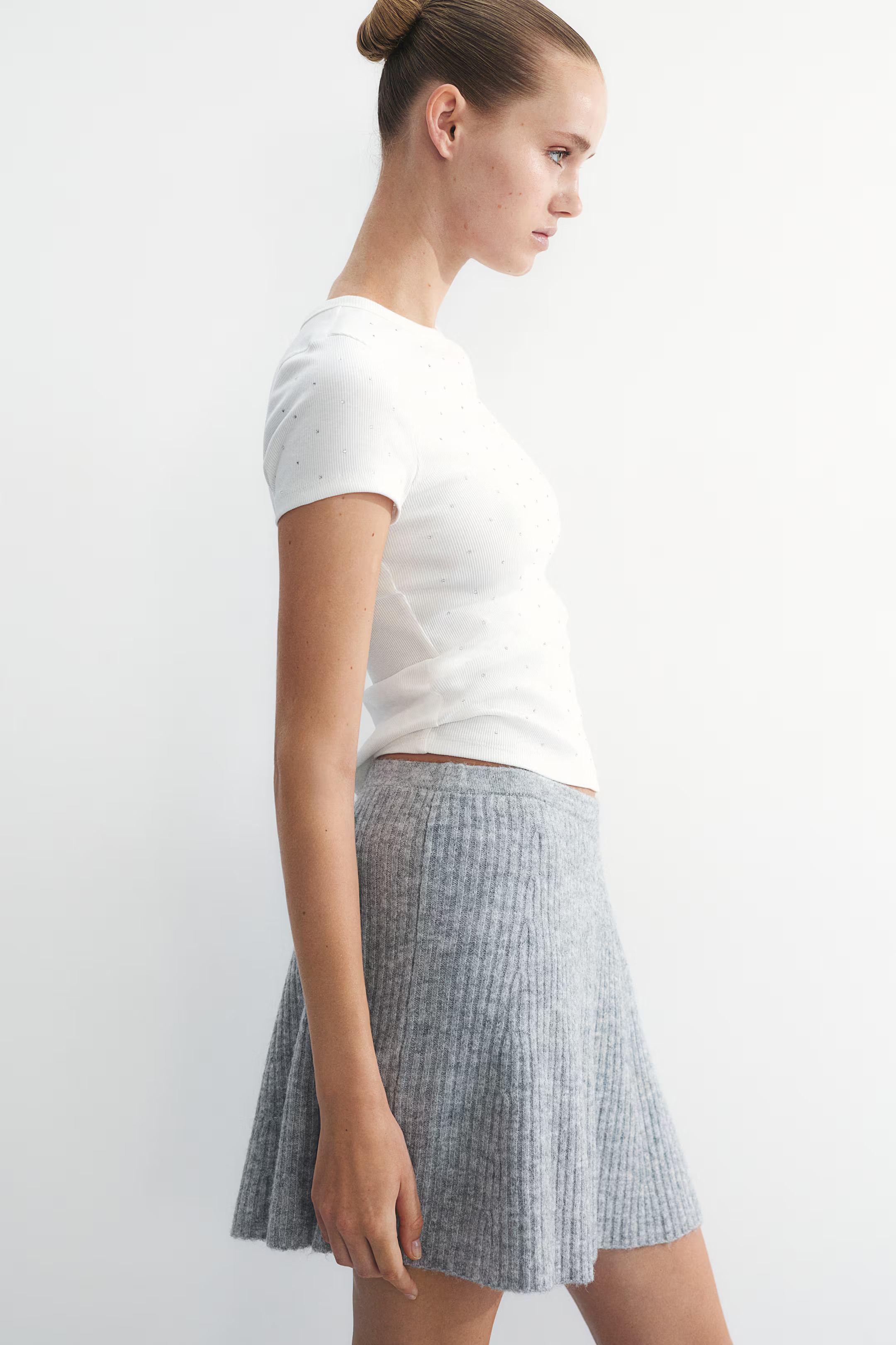 Rib-Knit A-Line Mini Skirt | H&M (US + CA)