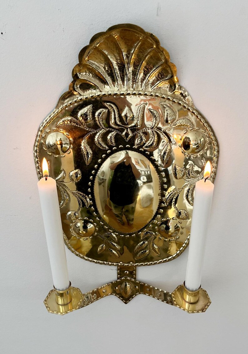 Antique Swedish brass wall sconce – handcrafted Scandinavian decor | Etsy (US)