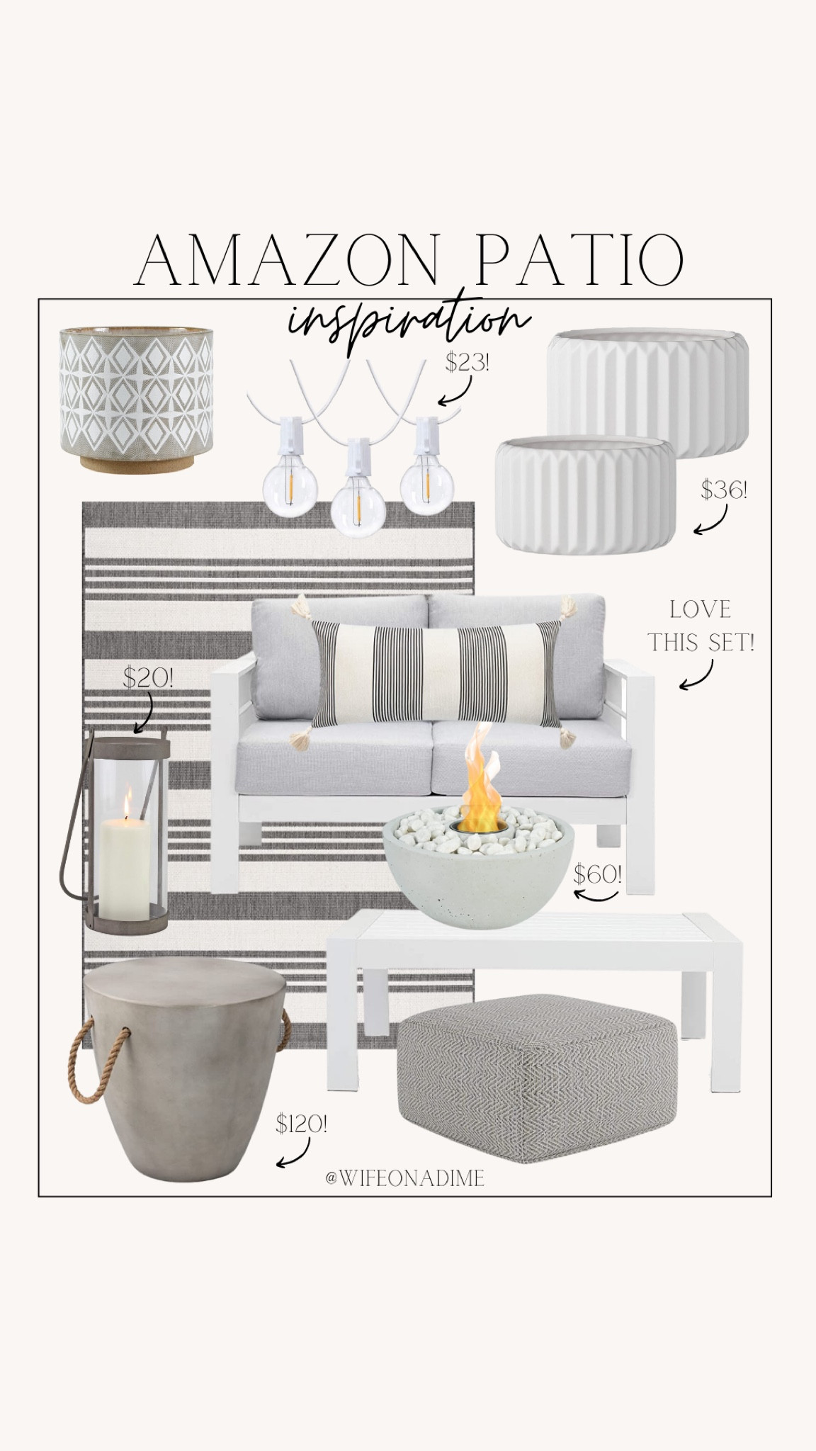 Patio inspiration from Amazon!

Amazon, Amazon finds, Amazon favorites, Amazon home, Amazon porch, Amazon patio, Amazon outdoor, outdoor finds, outdoor favorites, outdoor inspiration, patio inspiration, geometric ceramic planter pot, grey planter, patio furniture, aluminum patio furniture loveseat, white metal coffee table, concrete tabletop fire pit, outdoor rug, outdoor lantern, square pouf, grey pouf, round white fluted stoneware planter, outdoor throw pillow, outdoor string lights

#LTKSeasonal #LTKhome