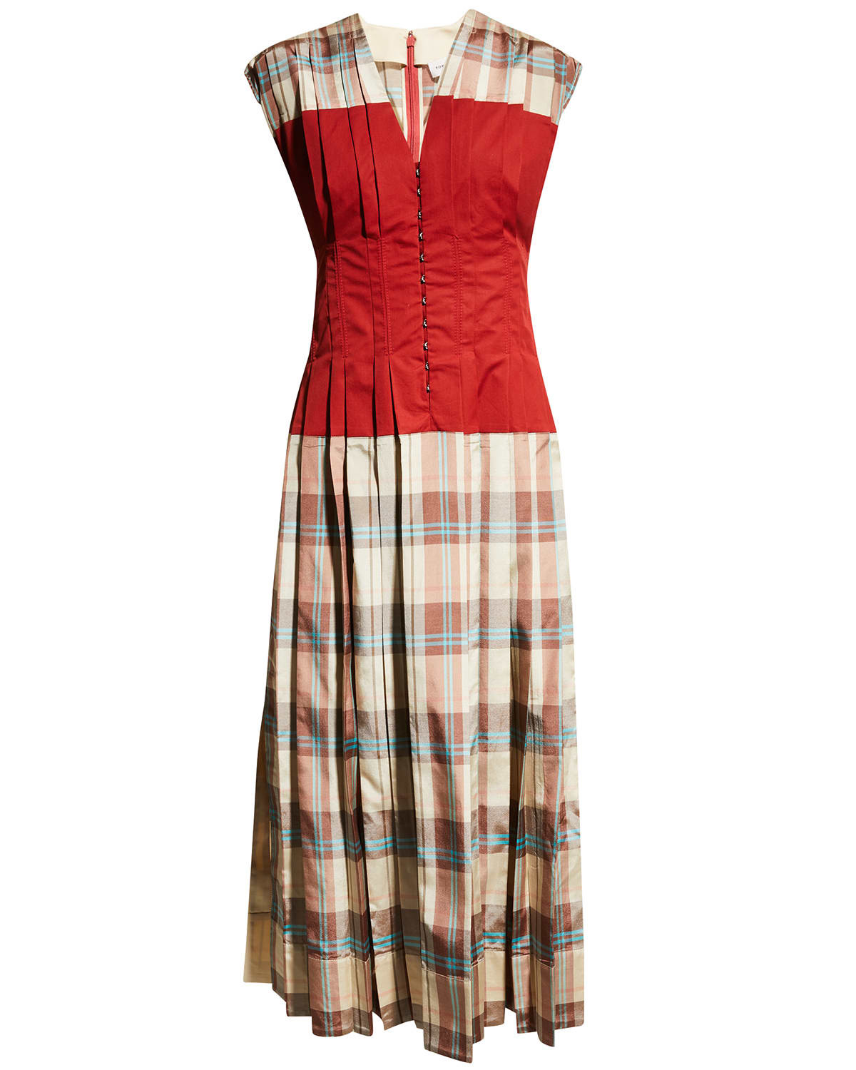 Claire Pleated Plaid Dress | Neiman Marcus