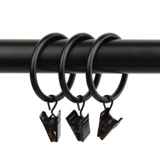 Rod Desyne 1-3/8 in. Decorative Rings in Black with Clips (Set of 10) 1927-012 - The Home Depot | The Home Depot