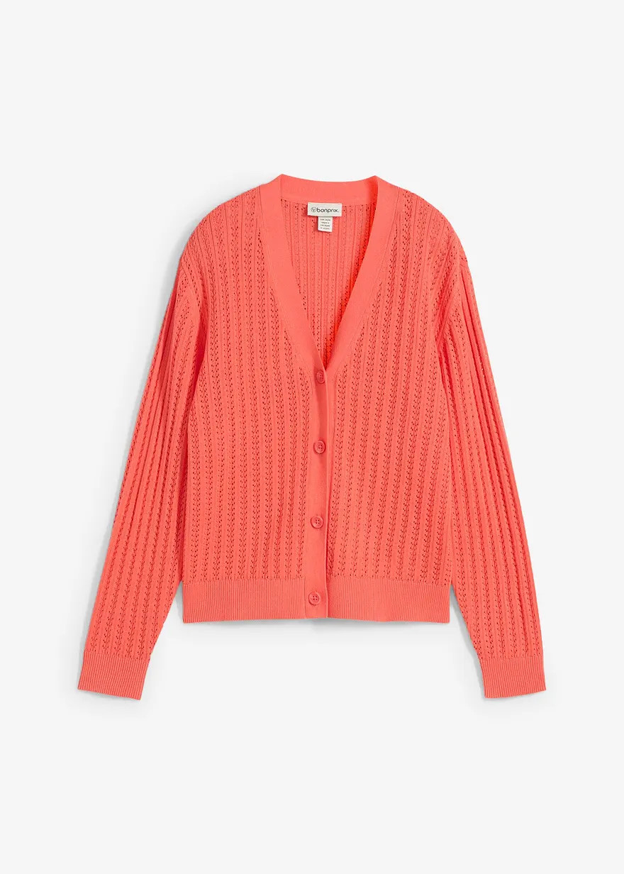 Ajour-Strickjacke mit Leinenanteil | Bonprix DE