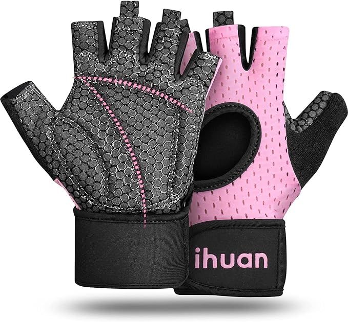 ihuan Breathable Weight Lifting Gloves: Fingerless Workout Gym Gloves with Wrist Support | Enhanc... | Amazon (US)