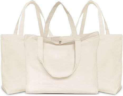 Zipper Tote, KOOLMOX 12oz Heavy Duty Canvas Tote Bags with over Shoulder Handles | Amazon (US)
