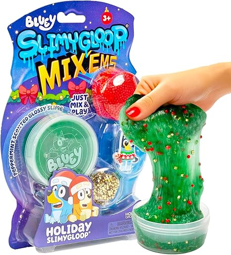 Bluey Holiday SLIMYGLOOP Mix’EMS, Peppermint-Scented Glossy Slime, 3 Fun Slime Add Ins, Bingsu ... | Amazon (US)