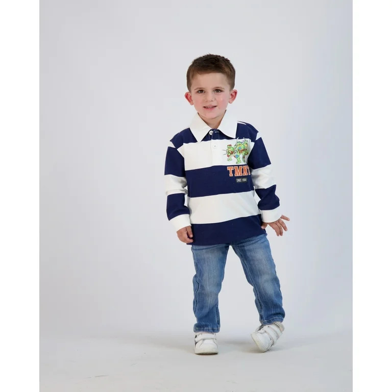 Nickelodeon Teenage Mutant Ninja Turtles Toddler Boy Long Sleeve Rugby Polo Shirt, Sizes 2T-5T - ... | Walmart (US)