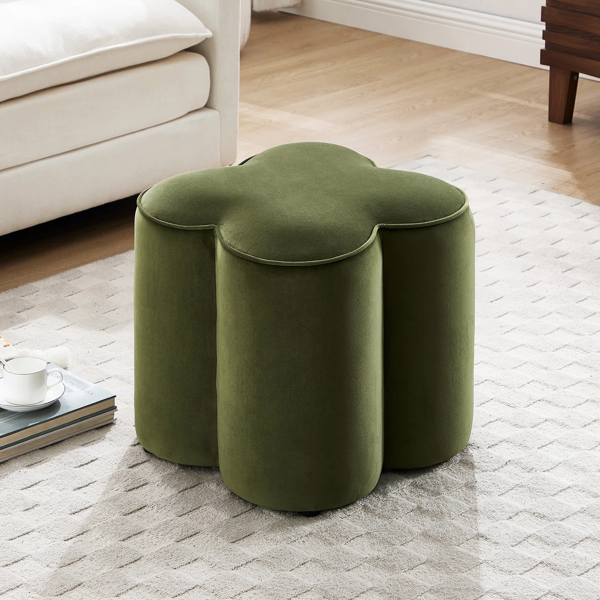 Leiani 18.5" Wide Velvet Upholstered Ottoman | Wayfair North America
