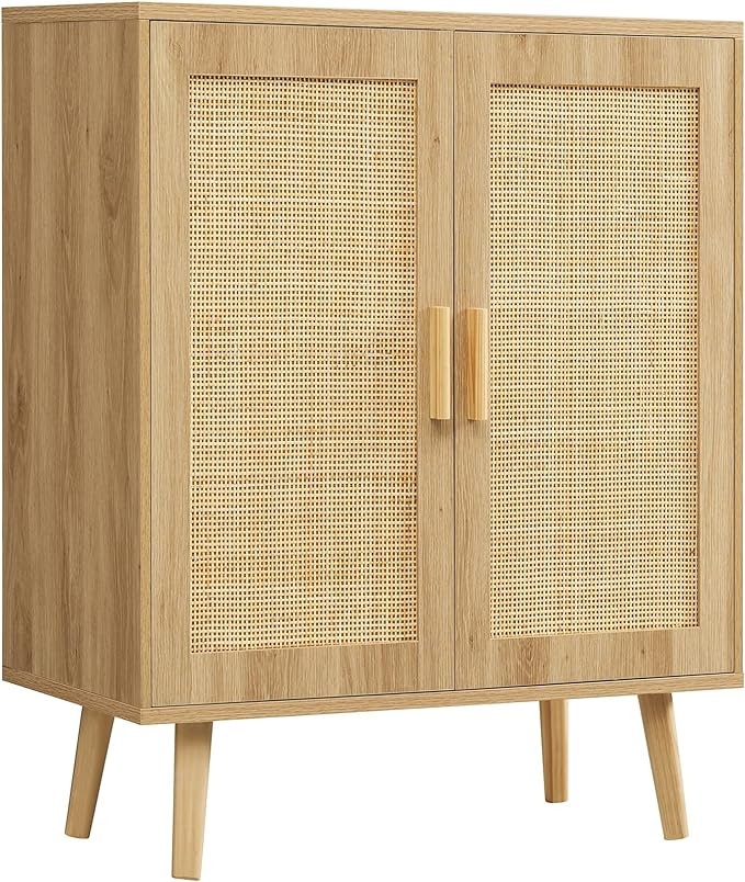 Iwell Storage Cabinet with Adjustable Shelf, Rattan Cabinet with Doors, Buffet Cabinet, Accent Ca... | Amazon (CA)