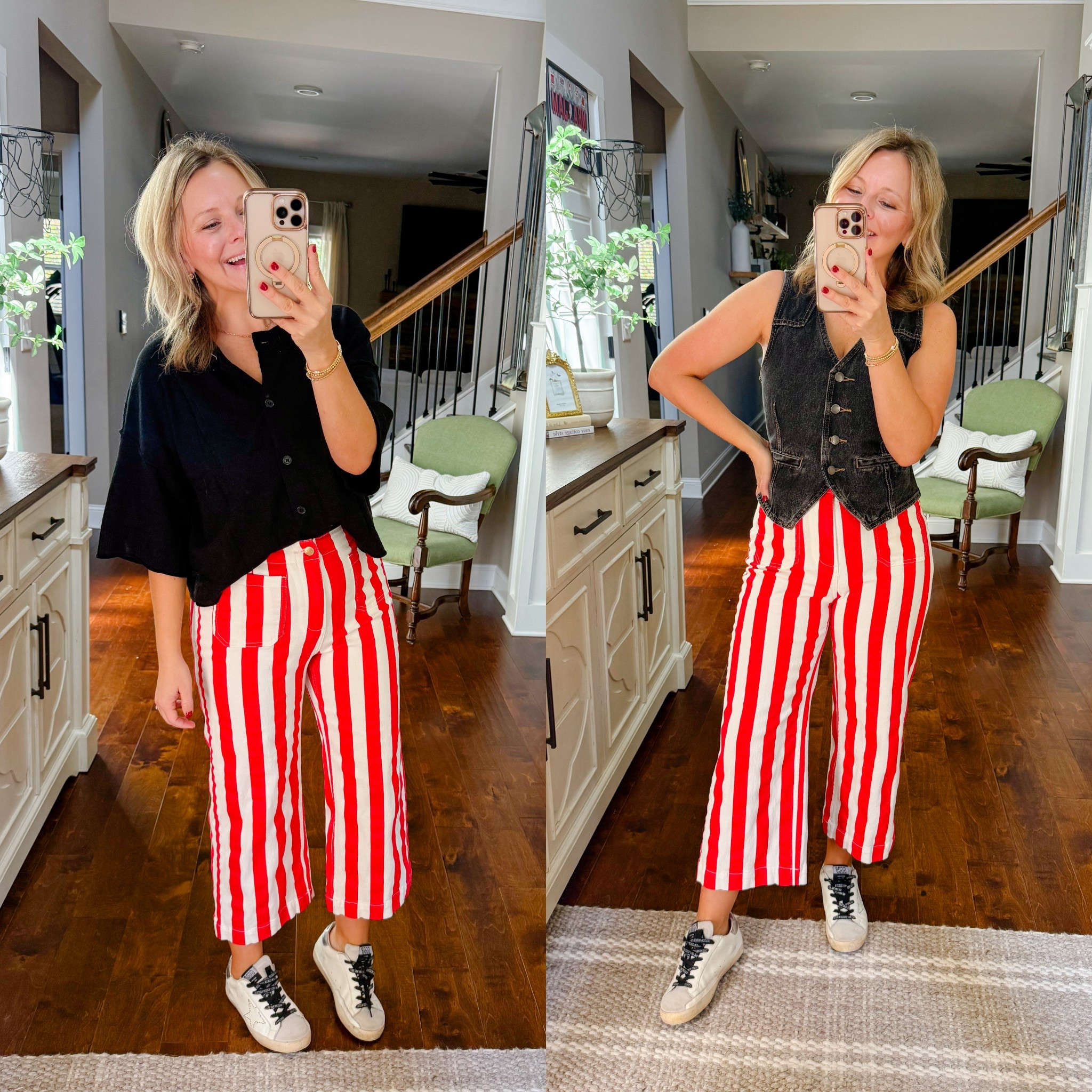 How fun are these striped pants?!  They are the perfect ankle length and come in so many fun colors!!

Styled here is an oversized button down top & a Jean vest!



#LTKFindsUnder50 #LTKStyleTip #LTKPetite