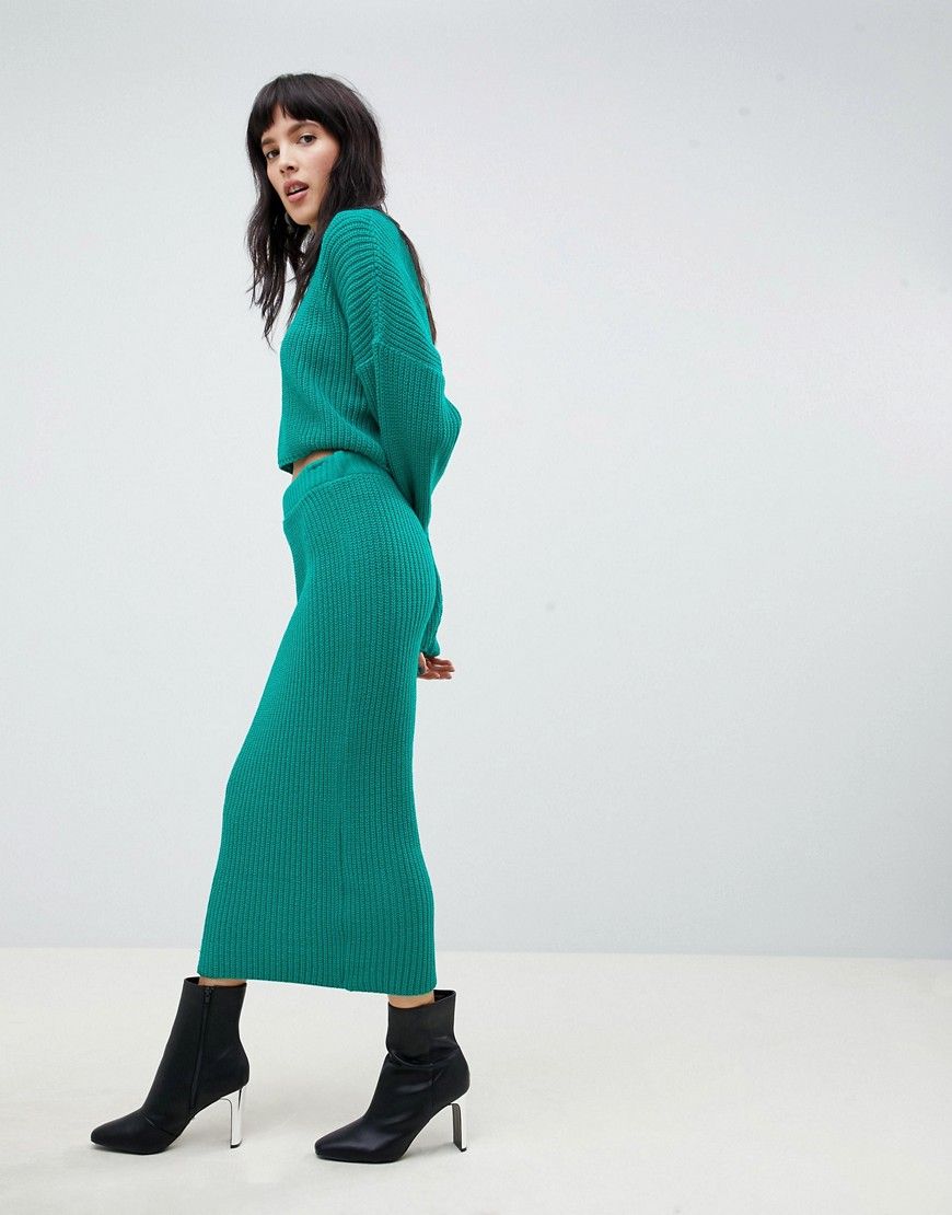 ASOS DESIGN two-piece skirt in rib knit - Green | ASOS US