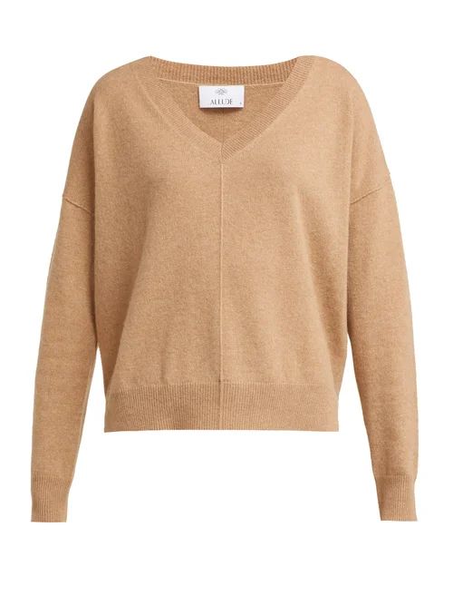 Allude - V Neck Cashmere Sweater - Womens - Camel | Matches (US)