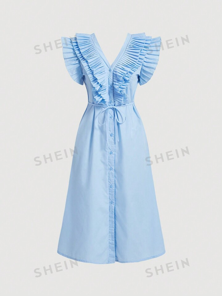SHEIN MOD Vestido Sin Mangas Con Volantes Para Mujer | SHEIN