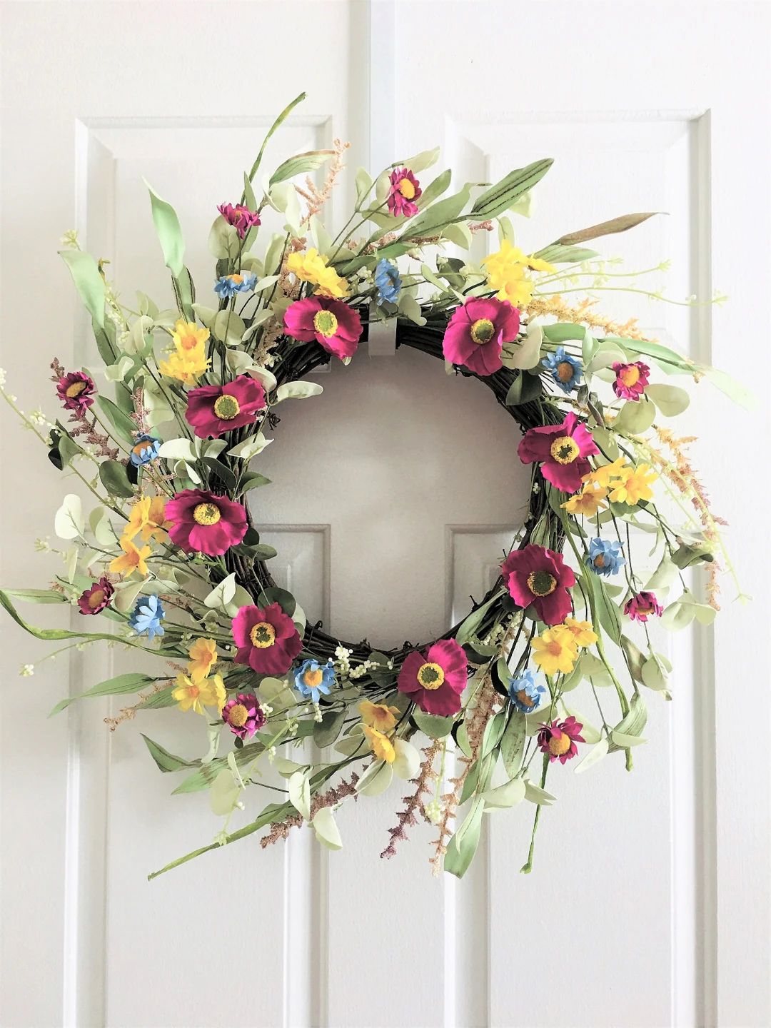 Summer pink flowers wreath for front door, Summer wreaths for front door, Flower berry wreath, Fl... | Etsy (US)