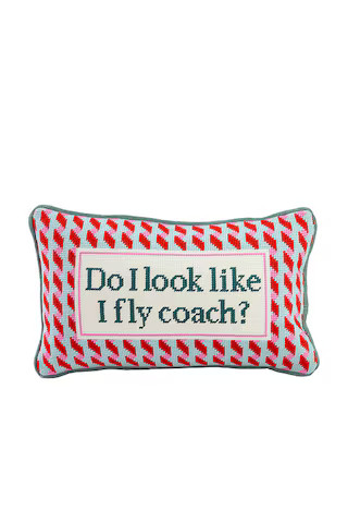 Furbish Studio Fly Coach Needlepoint Pillow in Pink & Green from Revolve.com | Revolve Clothing (Global)