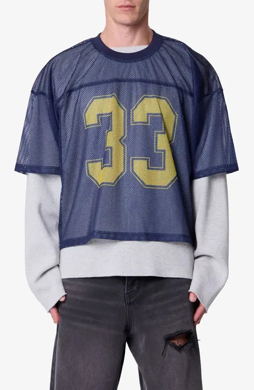 mnml Football Mesh Jersey in Navy at Nordstrom, Size Medium | Nordstrom