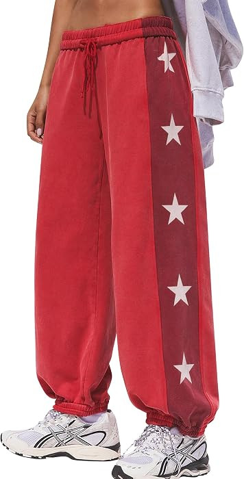 Women's Star Graphic Joggers Color Block Baggy Sweatpants Pockets | Amazon (US)