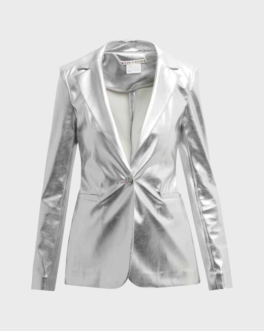 Macey Metallic Vegan Leather Blazer | Neiman Marcus