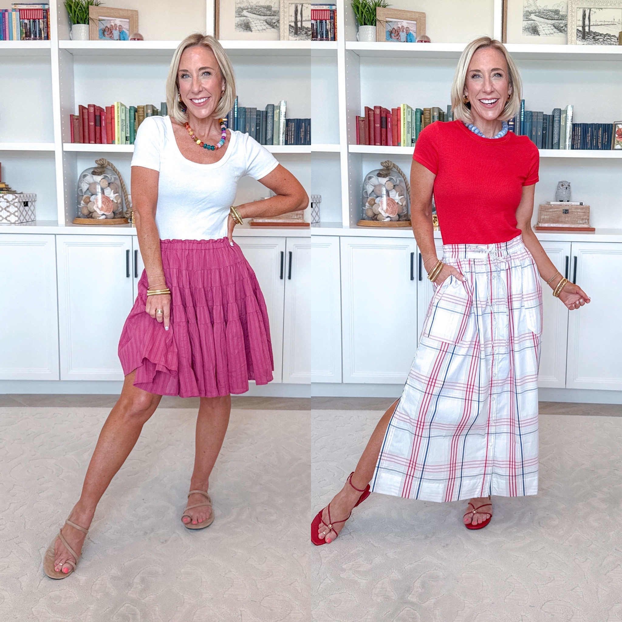 Walmart - unboxing - part 2. Tiered Cotton Skirt - size XS. $28. 2 colors. * Ribbed Scoop Neck Tee with Short Sleeves - size XS. $12.98. 4 colors. Button-Front Cotton Maxi Skirt - size XS. $30. Ribbed Tee with Short Sleeves - size XS. $6.24. 10 colors.

#LTKootd #LTKSeasonal #LTKOver40
