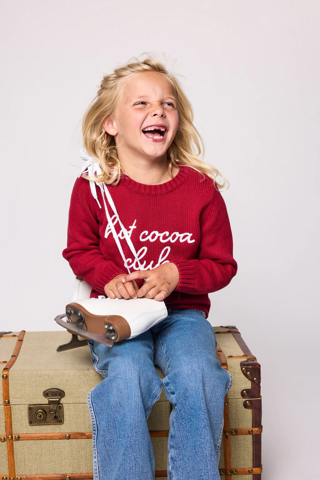 Duffield Lane x Northern Classics Kids Hot Cocoa Club Crew Neck Sweater in Red | Duffield Lane
