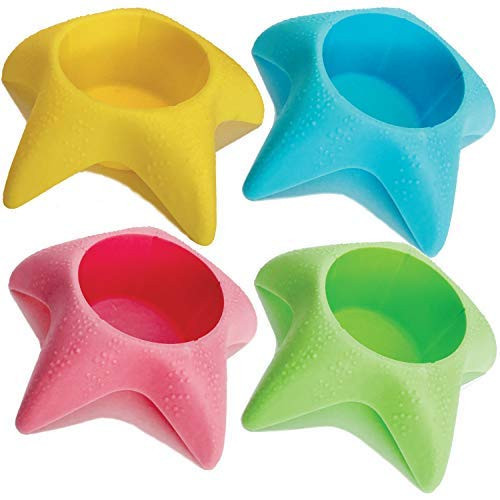 Island Genius Starfish 4-Pack Beach Cup Holders, Sand-Free Drink Holders, Beach Essentials for Family, Adults, Kids, Multicolor Mesh Coasters | Amazon (US)