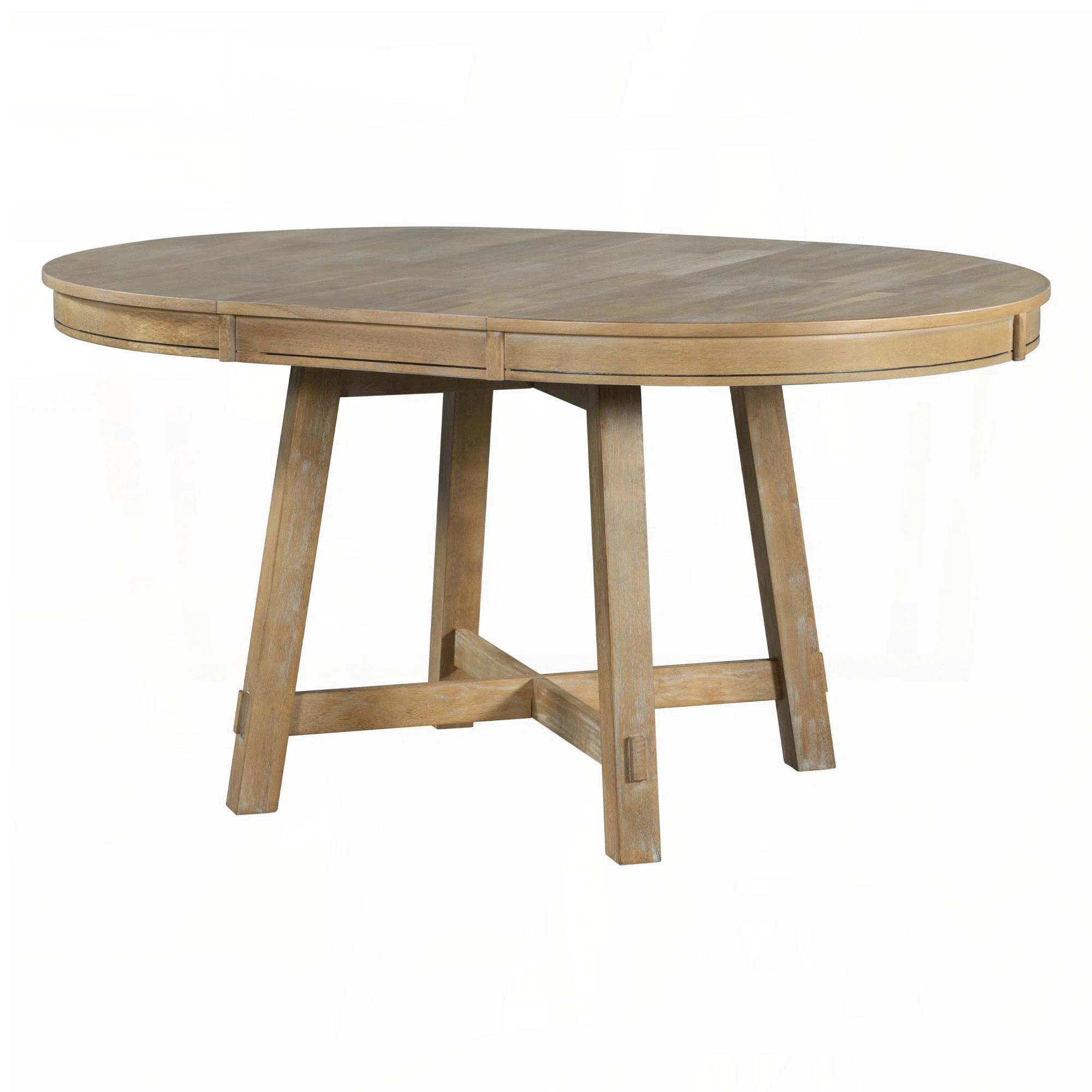 Farmhouse Round Extendable Dining Table with 16" Leaf (42" to 56", Oak Natural Wood + Antique White, Seats 6) | Wayfair North America