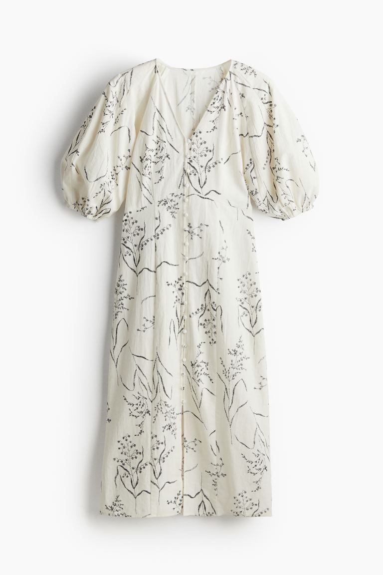 Button-front Dress - White/Patterned - Ladies | H&M US | H&M (US + CA)