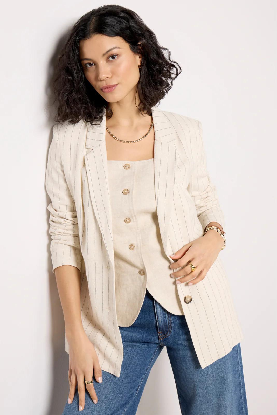 Z SUPPLY Women's Livingston Pinstripe Blazer, Size Large, Taupe | Evereve