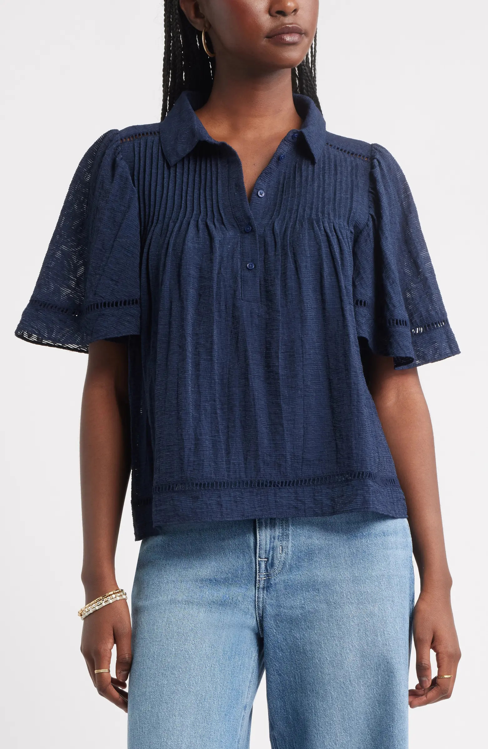 Treasure & Bond Flutter Sleeve Popover Top | Nordstrom | Nordstrom