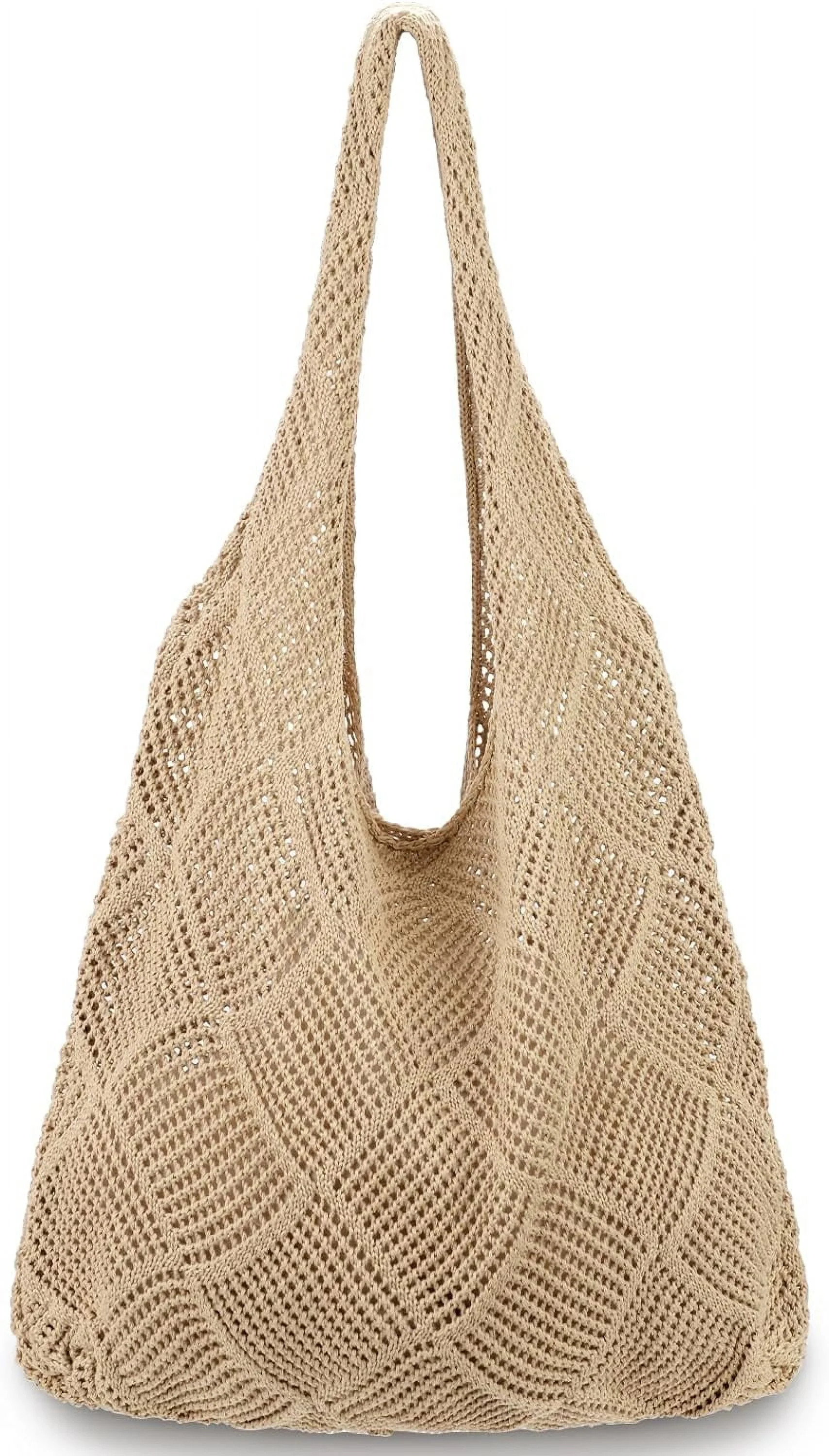 Gocvo Crochet Bag for Women, Crochet Tote Summer Bag Mesh Large Shoulder Bag (Khaki 14 x 10 x 26.... | Walmart (US)