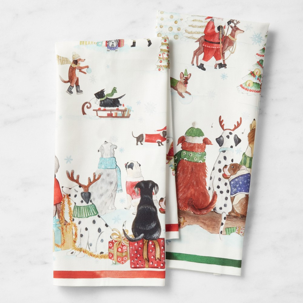 Holiday Dogs Tea Towels, Set of 2 | Williams-Sonoma