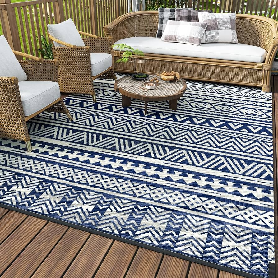 MontVoo-Outdoor Rug Carpet Waterproof 5x8 ft Reversible Patio Rug RV Camping Rug-Plastic Straw Ru... | Amazon (US)