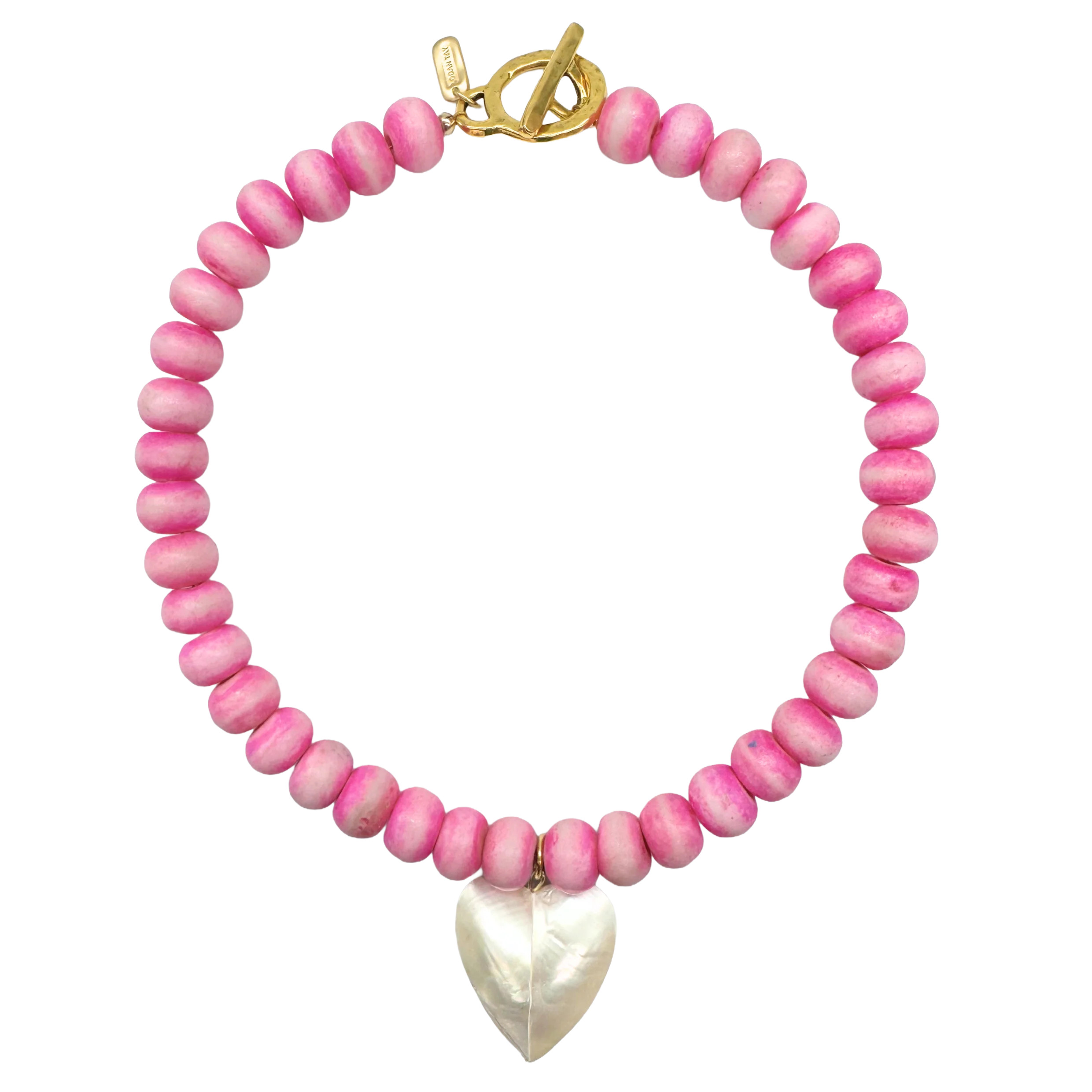 Pink Beaded Heart Necklace | Logan Tay