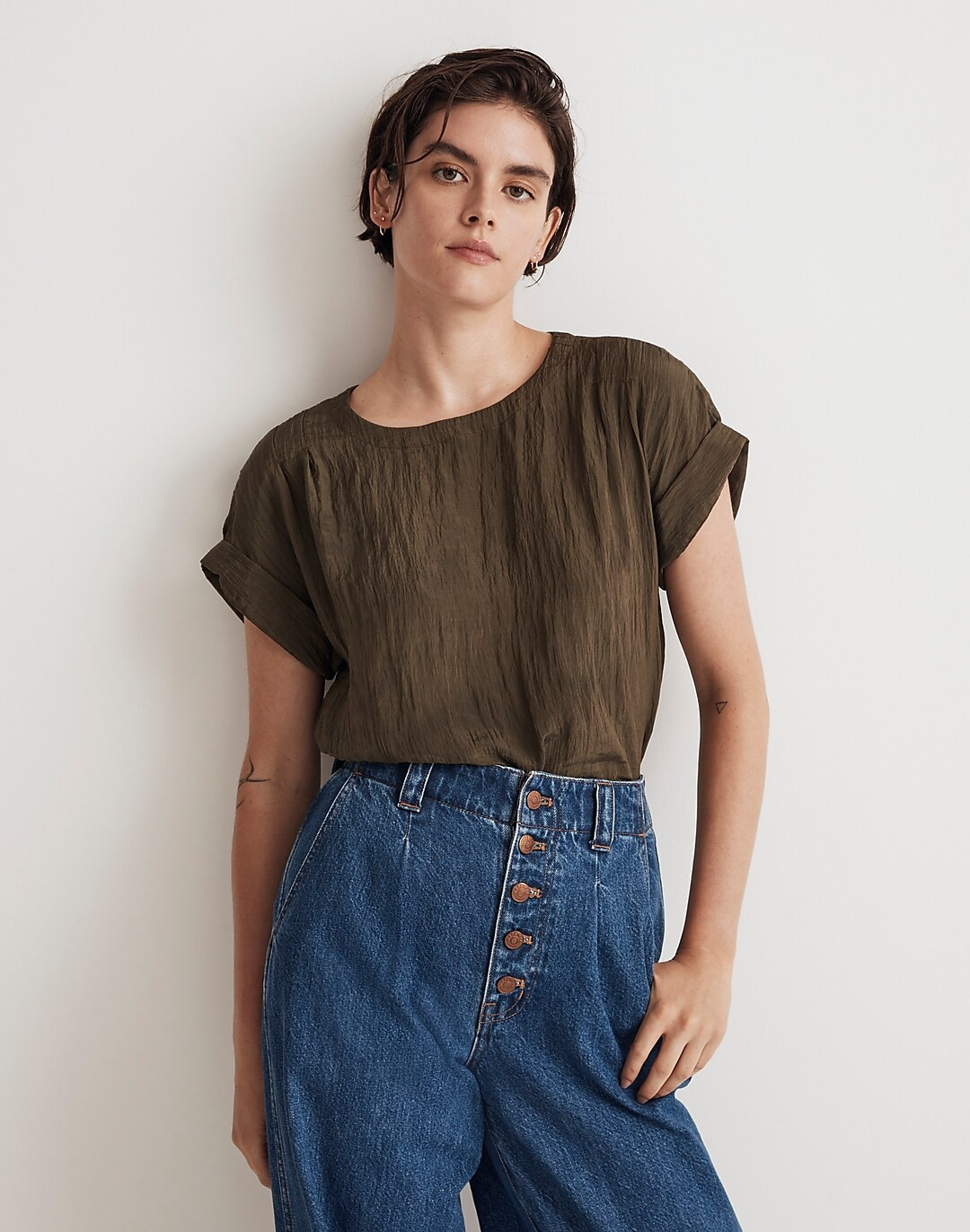 Pleated Crewneck Top | Madewell