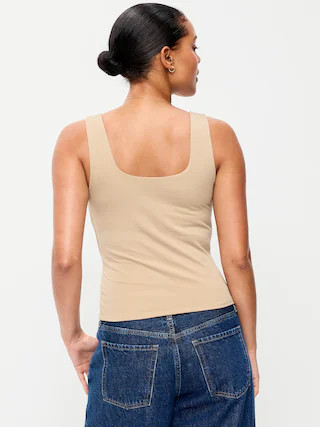 Hug Double-Layer Scoop-Neck Tank Top | Old Navy (CA)