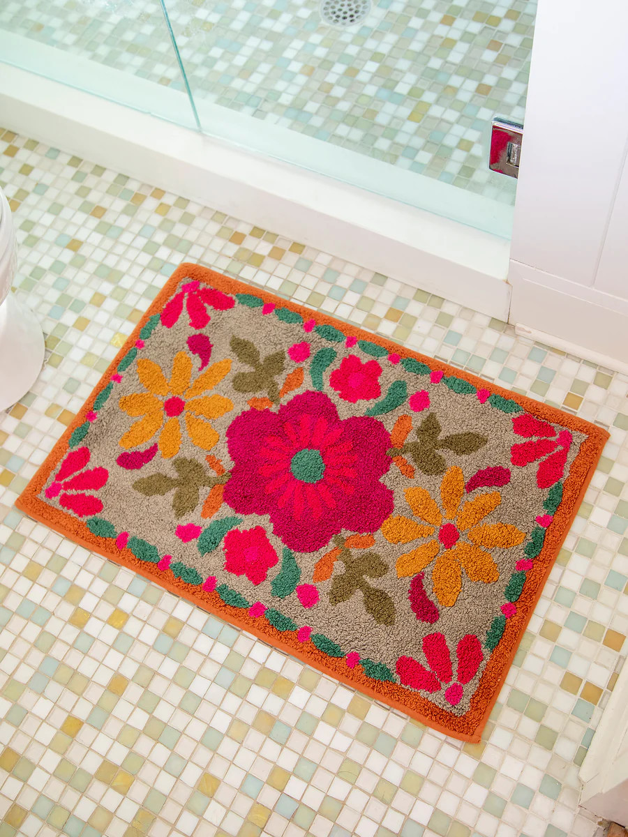Tufted Cotton Bath Mat - Floral | Natural Life
